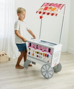 Melissa & Doug Snacks & Sweets Food Cart with Play Food, Wooden Toys & Kids Play Kitchen Accessories, Preschool Learning Toys for Girls & Boys 3+