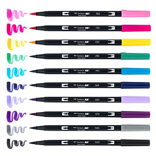 Tombow 56188 Dual Brush Pen Art Markers, Galaxy, 10-Pack. Blendable, Brush and Fine Tip Markers