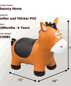 ZOOJOY Bouncy Horse Hopping Toys, Inflatable Animal Horse Toys for Toddlers 1-3, Outdoor Indoor Bounce and Ride On Bouncer for Boys Girls, Birthday Gifts for 18 Months 2 3 4 5 6 Year Old with Pump