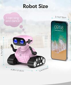 ALLCELE Girls Robot Toy, Rechargeable RC Robot for Kids, Remote Control Toy with Music and LED Eyes, Gift for Children Age 3 Years and Up - Pink