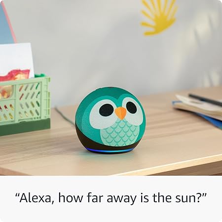 Amazon Echo Dot Kids with Alexa (newest model), Designed for kids, with parental controls, Includes 1 Year of Amazon Kids+, Owl
