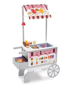 Melissa & Doug Snacks & Sweets Food Cart with Play Food, Wooden Toys & Kids Play Kitchen Accessories, Preschool Learning Toys for Girls & Boys 3+