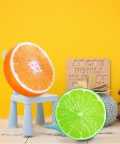 HYSEAS Round Throw Pillows 14 Inch Orange, 3D Print Decorative Plush Funny Fruit Stuffed Cushions Toy Seat Pad for Couch, Chair, Floor, Sofa