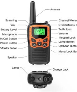 Walkie Talkies, MOICO Long Range Walkie Talkies for Adults with 22 FRS Channels, Family Walkie Talkie with LED Flashlight VOX LCD Display for Hiking Camping Trip (Orange 2 Pack)