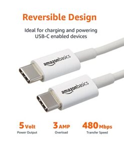 Amazon Basics USB-C to USB-C Fast Charger Cable, 480Mbps Speed, USB-IF Certified, for Fast Charging Apple iPhone 16/15, iPad, MacBook, Samsung Galaxy, Tablets, Laptops, 6 Foot, White