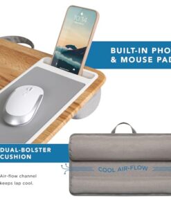 LAPGEAR Home Office Lap Desk with Device Ledge, Mouse Pad, and Phone Holder - Oak Woodgrain - Fits up to 15.6 Inch Laptops - Style No. 91589