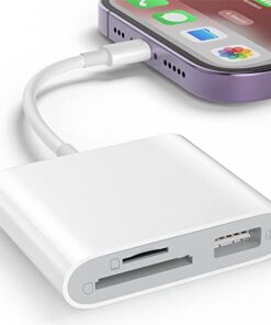 SD Card Reader for iPhone, Memory Card Reader with USB Camera Adapter Plug and Play Trail Game Camera Viewer Supports SD and TF Card MicroSD Card Adapter for iPad No App Required