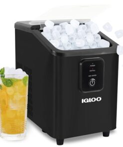 Igloo Self-Cleaning Countertop Ice Maker - Compact and Portable - Creates 26 lbs. Per Day, 8 Pieces Ready Every 7-8 Minutes - Includes Ice Scoop and Basket - Black