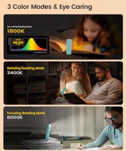 Glocusent USB Rechargeable Book Light for Reading in Bed, Portable Clip-on LED Reading Light, 3 Amber Colors & 5 Brightness Dimmable, Compact & Long Lasting, Perfect for Book Lovers, Kids