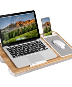 LAPGEAR Home Office Lap Desk with Device Ledge, Mouse Pad, and Phone Holder - Oak Woodgrain - Fits up to 15.6 Inch Laptops - Style No. 91589