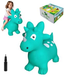 HotMax Bouncy Horse, Dinosaur Hopper Toys for Kids, Inflatable Ride on Bouncy Animals Toys for Toddlers, Jumping Horse for Baby Year Old Birthday Gift for Boy or Girl (Triceratops)