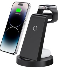 3 in 1 Charging Station for iPhone, Wireless Charger for iPhone 17 16e 16 15 14 13 12 11 X Pro Max & Apple Watch - Wireless Charging Station for AirPods 4 3 Pro