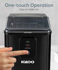 Igloo Self-Cleaning Countertop Ice Maker - Compact and Portable - Creates 26 lbs. Per Day, 8 Pieces Ready Every 7-8 Minutes - Includes Ice Scoop and Basket - Black
