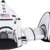 JOYIN White Rocket Ship Pop up Play Tent with Tunnel and Playhouse Kids Indoor Outdoor Spaceship Tent Set