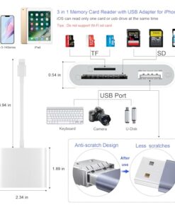 SD Card Reader for iPhone, Memory Card Reader with USB Camera Adapter Plug and Play Trail Game Camera Viewer Supports SD and TF Card MicroSD Card Adapter for iPad No App Required