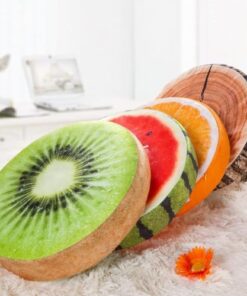 HYSEAS Round Throw Pillows 14 Inch Orange, 3D Print Decorative Plush Funny Fruit Stuffed Cushions Toy Seat Pad for Couch, Chair, Floor, Sofa