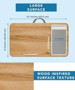 LAPGEAR Home Office Lap Desk with Device Ledge, Mouse Pad, and Phone Holder - Oak Woodgrain - Fits up to 15.6 Inch Laptops - Style No. 91589