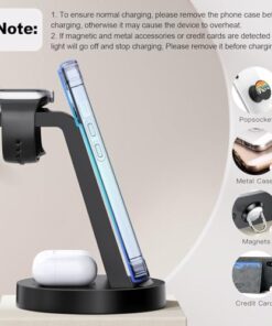 3 in 1 Charging Station for iPhone, Wireless Charger for iPhone 17 16e 16 15 14 13 12 11 X Pro Max & Apple Watch - Wireless Charging Station for AirPods 4 3 Pro