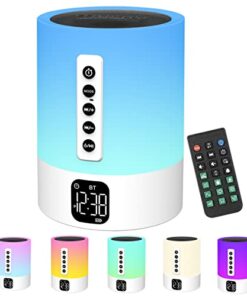 Alarm Clock Bluetooth Speaker, Night Light White Noise Machine Touch Bedside Lamp with Alarm Clock for Kids Multi-Color Changing Night Light Xmas Gifts for Teenage Girls Boys Women Teen Girl Gifts