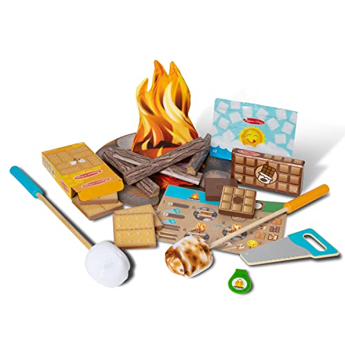 Melissa & Doug Let's Explore Campfire S’mores Set with Toy food & Kids Play Kitchen Accessories, Preschool Learning Toys for Girls & Boys 3+