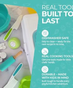 TOVLA JR Kids Real Cooking and Baking Ultimate Gift Set | Montessori Kid-Safe Knives, Apron, Visual Cookbook, Timer, Storage Case & Tools | Premium Christmas & Birthday Gift for Girls & Boys Ages 6–12