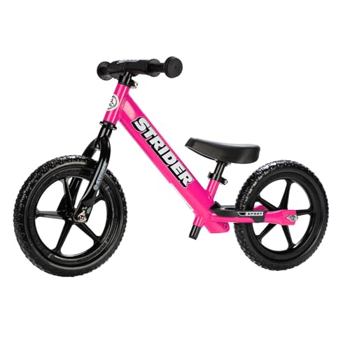 Strider 12” Sport Bike - No Pedal Balance Bicycle for Kids 1 to 4 Years - Includes Safety Pad, Padded Seat, Mini Grips & Flat-Free Tires - Tool-Free Assembly & Adjustments