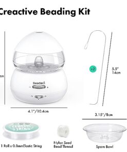 Beadact Electric Bead Spinner, 2-in-1 Battery-Powered Clay Bead Spinner with Beading Needles and Elastic String for Friendship Bracelet Making, Gift