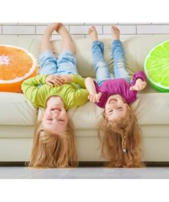 HYSEAS Round Throw Pillows 14 Inch Orange, 3D Print Decorative Plush Funny Fruit Stuffed Cushions Toy Seat Pad for Couch, Chair, Floor, Sofa