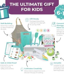 TOVLA JR Kids Real Cooking and Baking Ultimate Gift Set | Montessori Kid-Safe Knives, Apron, Visual Cookbook, Timer, Storage Case & Tools | Premium Christmas & Birthday Gift for Girls & Boys Ages 6–12