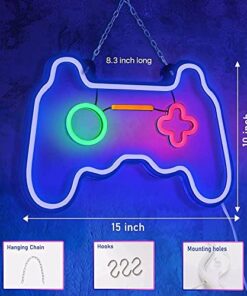 Led Dimmable Neon Signs Wall Decorations For Living Room|Bedroom Gamepad Controller Shape Lights Game Room Decor Accessories Cool Teen Boys|Girls|Kids Gamer Gifts
