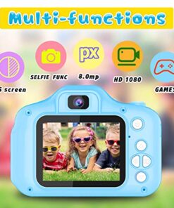 Seckton Upgrade Kids Selfie Camera, Christmas Birthday Gifts for Boys Age 3-9, HD Digital Video Cameras for Toddler, Portable Toy for 3 4 5 6 7 8 Year Old Boy with 32GB SD Card-Blue