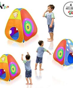 Gift for Toddler Boys & Girls, Ball Pit, Play Tent and Tunnels for Kids, Best Birthday Gift for 3 4 5 Year Old Pop Up Baby Play Toy, Target Game w/ 4 Darts Indoor & Outdoor