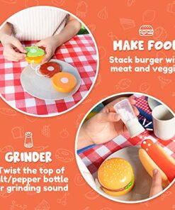 JOYIN 34 PCS Kitchen Toy Set, BBQ Play Grill, Cooking Toy Set, Little Chef Play, Kids Grill Playset Interactive BBQ for Kids with Light & Sound, Christmas Birthday Gift for Boys Girls