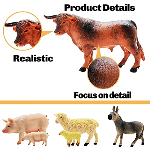 Kimicare 3 Pack Farm Toy Tractor with 40pcs Plastic Farm Animals Figurines and Fence Farm Playset, Farm Figures Farmer Vehicle Toy Truck with Trailer for 3-12 Years Old Kids Boys Girls Toddlers