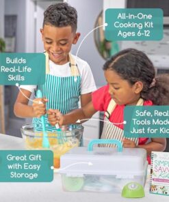 TOVLA JR Kids Real Cooking and Baking Ultimate Gift Set | Montessori Kid-Safe Knives, Apron, Visual Cookbook, Timer, Storage Case & Tools | Premium Christmas & Birthday Gift for Girls & Boys Ages 6–12