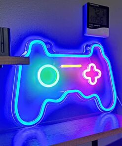Led Dimmable Neon Signs Wall Decorations For Living Room|Bedroom Gamepad Controller Shape Lights Game Room Decor Accessories Cool Teen Boys|Girls|Kids Gamer Gifts