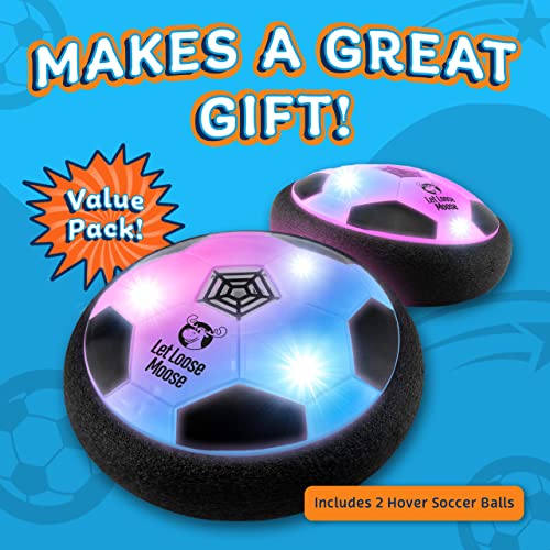 Let Loose Moose Hover Soccer Ball, Set of 2 LED Soccer Ball Toys, Gifts for 8 Year Old Boys, Indoor LED Floating Football for 7 Year Old Kids, Boy Birthday Gifts Age 4-6, 6-8, 8-12 Fun Sport Toy