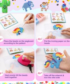 Meland Fuse Beads Kit - 11,000 pcs 36 Color Beads for Craft for Girls Age 5-12 Year Old,5MM Melty Beads Set Including 5 Pegboards, Ironing Paper & Chain Accessories Iron Beads Christmas Birthday Gift