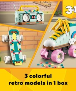 LEGO Creator 3 in 1 Retro Roller Skate Building Kit, Transforms from Roller Skate Toy to Mini Skateboard to Boom Box Radio, Birthday Gift for Skaters, Cool Toy for Boys and Girls Ages 8 and Up, 31148