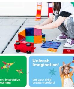 PicassoTiles 60 Piece Set 60pcs Magnet Building Tiles Clear Magnetic 3D Blocks Construction Playboards - Creativity Beyond Imagination, Inspirational, Recreational, Educational, Conventional