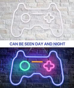 Led Dimmable Neon Signs Wall Decorations For Living Room|Bedroom Gamepad Controller Shape Lights Game Room Decor Accessories Cool Teen Boys|Girls|Kids Gamer Gifts