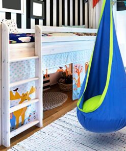 Y- STOP Kids Pod Swing Seat, Hanging Hammock Chair with Inflatable Pillow, Sensory Swing Chair with Pocket for Outdoor and Indoor, Max 176Lbs (Blue and Green)
