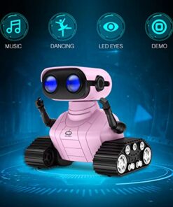 ALLCELE Girls Robot Toy, Rechargeable RC Robot for Kids, Remote Control Toy with Music and LED Eyes, Gift for Children Age 3 Years and Up - Pink