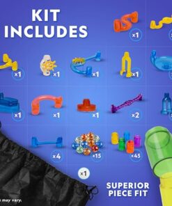 NATIONAL GEOGRAPHIC Glowing Marble Run – Construction Set with 15 Glow in The Dark Glass Marbles & Storage Bag, STEM Gifts for Boys and Girls, Building Project Toy (Amazon Exclusive)