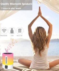 Alarm Clock Bluetooth Speaker, Night Light White Noise Machine Touch Bedside Lamp with Alarm Clock for Kids Multi-Color Changing Night Light Xmas Gifts for Teenage Girls Boys Women Teen Girl Gifts