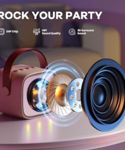 Mini Karaoke Machine for Kids Adults, Bluetooth Speaker with 2 Wireless Microphones, TOP Christmas Birthday Gifts Toys for Girls Ages 3, 4, 5, 6, 7, 8, 9,10,11,12+ Years Old Toddler (Lightpink)