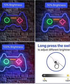 Led Dimmable Neon Signs Wall Decorations For Living Room|Bedroom Gamepad Controller Shape Lights Game Room Decor Accessories Cool Teen Boys|Girls|Kids Gamer Gifts