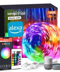 DAYBETTER Smart WiFi Led Lights 100ft, Tuya App Controlled Led Strip Lights, Work with Alexa and Google Assistant, Timer Schedule, Color Changing Led Lights for Bedroom Party Kitchen