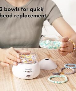 Beadact Electric Bead Spinner, 2-in-1 Battery-Powered Clay Bead Spinner with Beading Needles and Elastic String for Friendship Bracelet Making, Gift