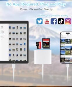 SD Card Reader for iPhone, Memory Card Reader with USB Camera Adapter Plug and Play Trail Game Camera Viewer Supports SD and TF Card MicroSD Card Adapter for iPad No App Required